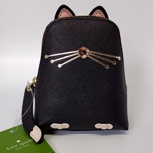Kate Spade Black Leather Cat Coin Purse